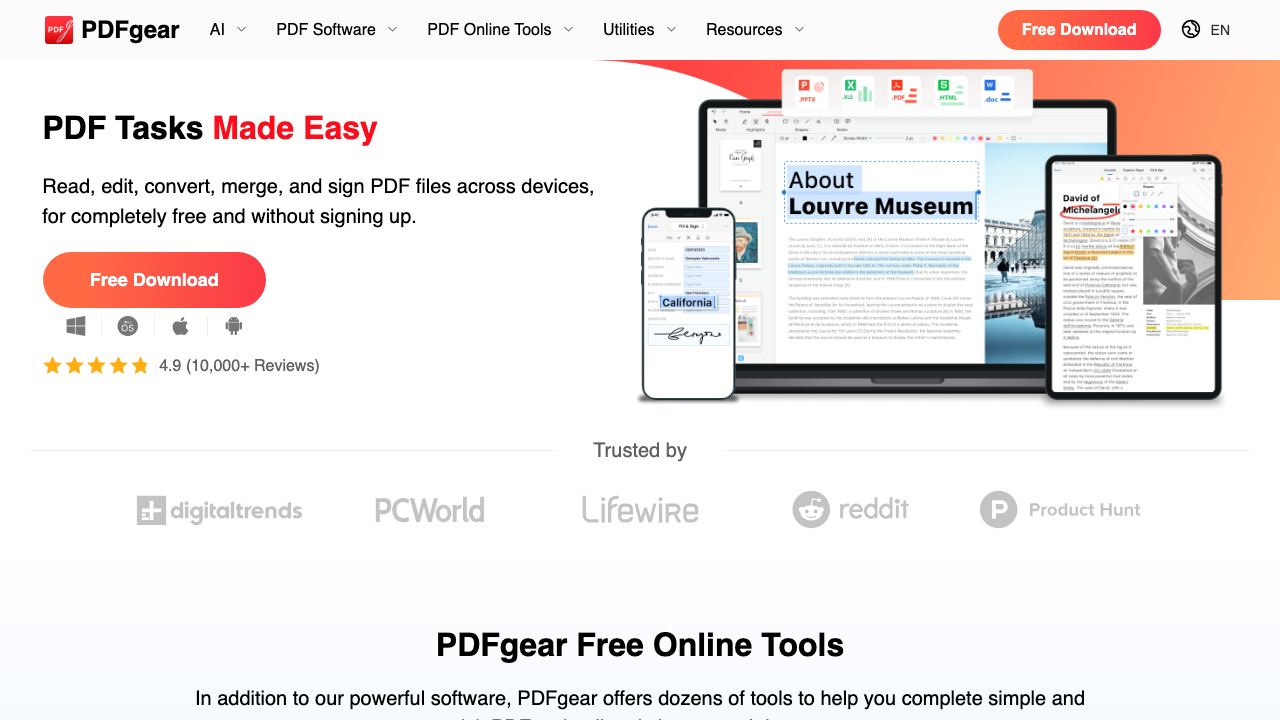 PDFgear 网站截图