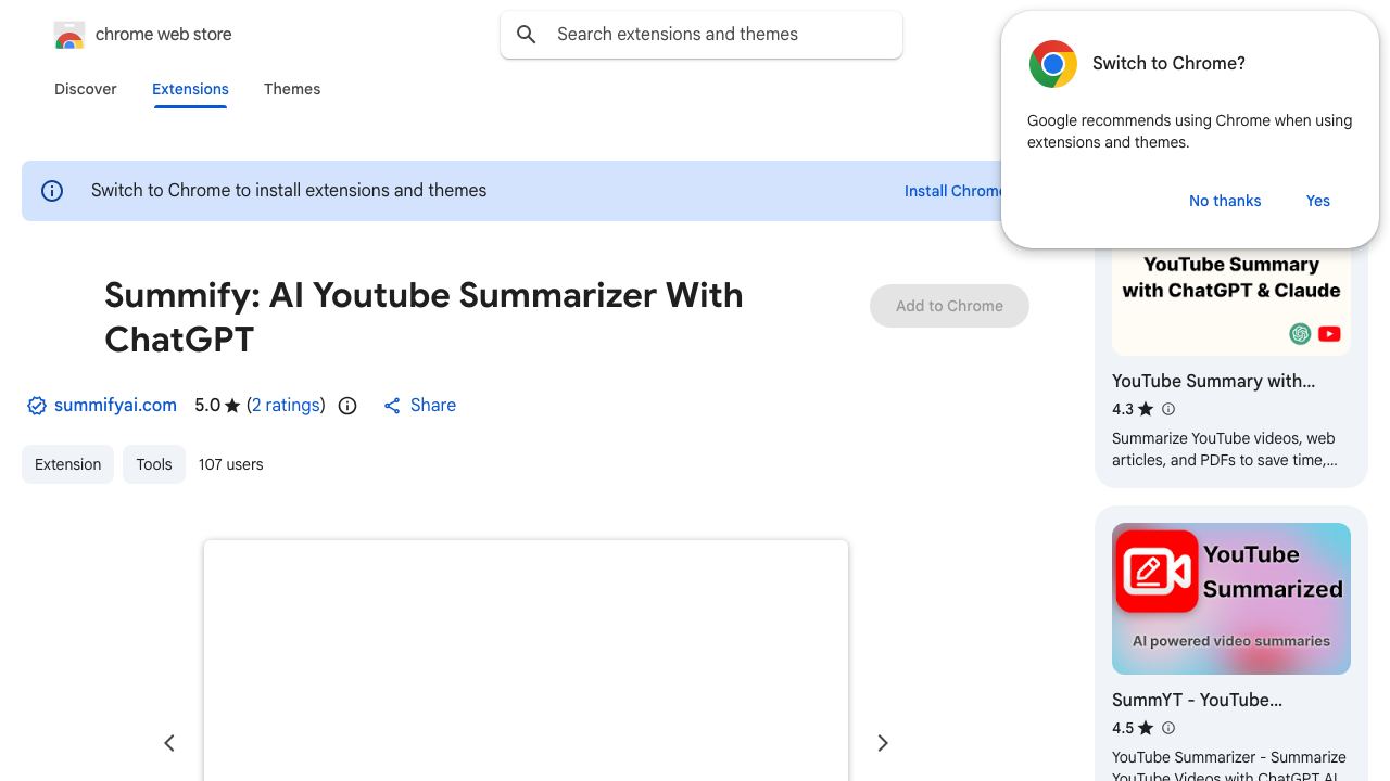 Summify: AI Youtube Summarizer With ChatGPT 网站截图