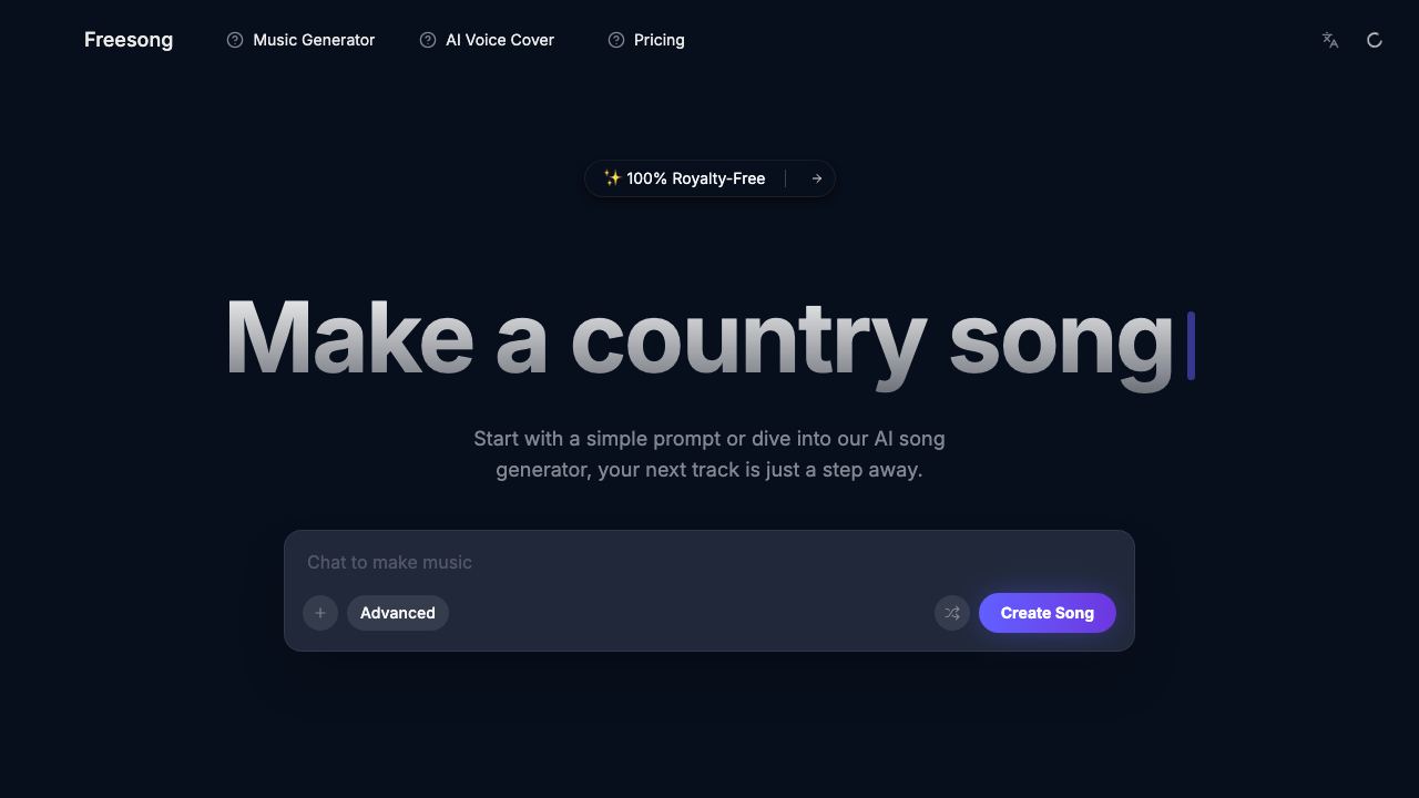 Freesong AI 网站截图
