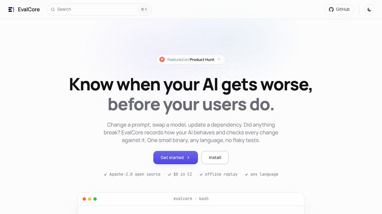 EvalCore 网站截图