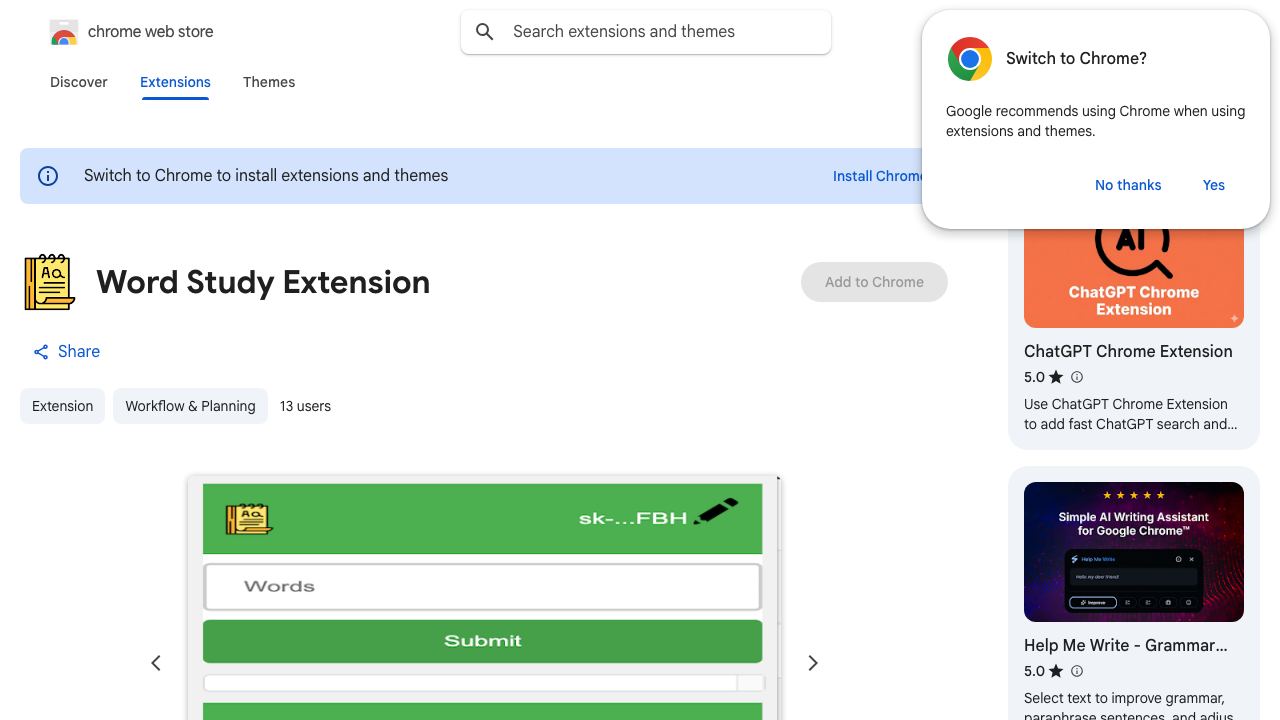 Word Study Extension 网站截图
