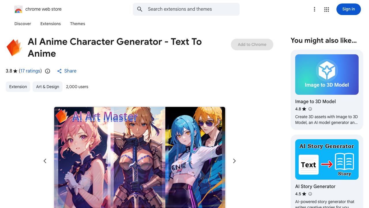 AI Anime Character Generator - Text To Anime website screenshot