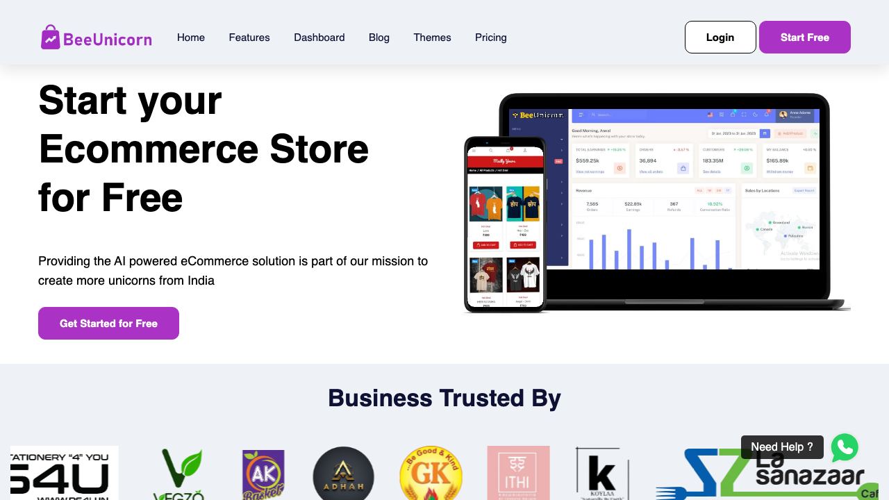 Bee Unicorn 网站截图