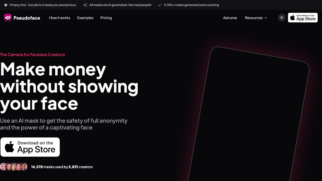 Pseudoface website screenshot