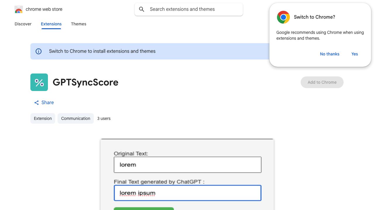 GPTSyncScore 网站截图