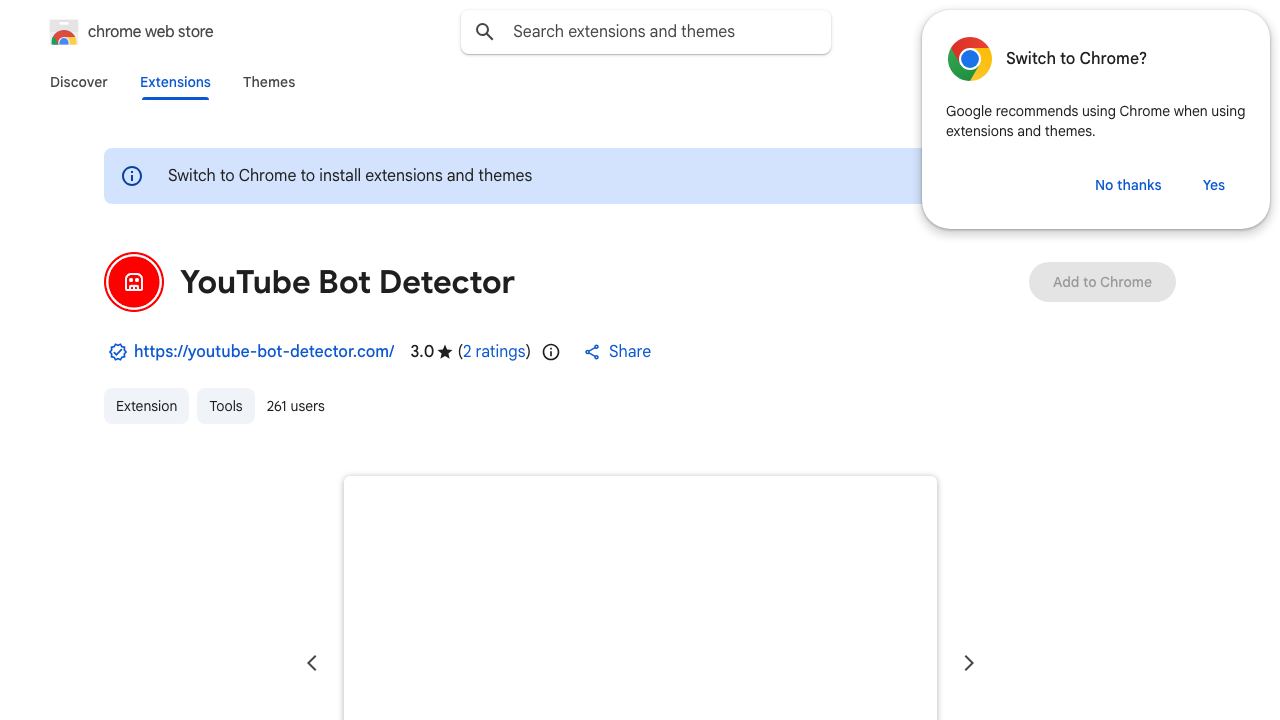 YouTube Bot Detector website screenshot