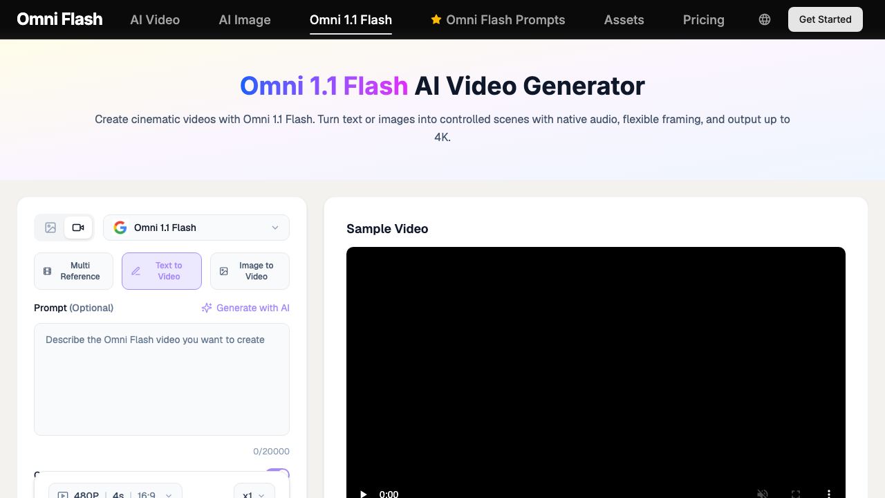 omni 1.1 flash 网站截图