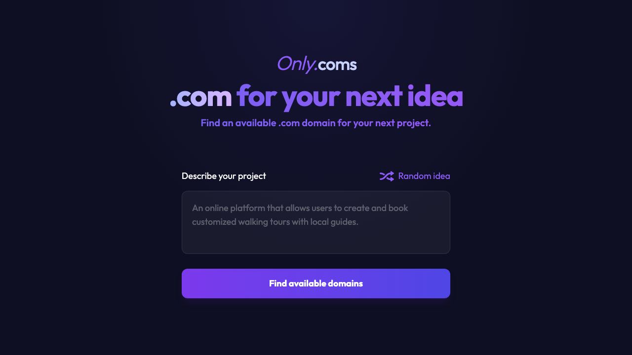 Only.Coms website screenshot