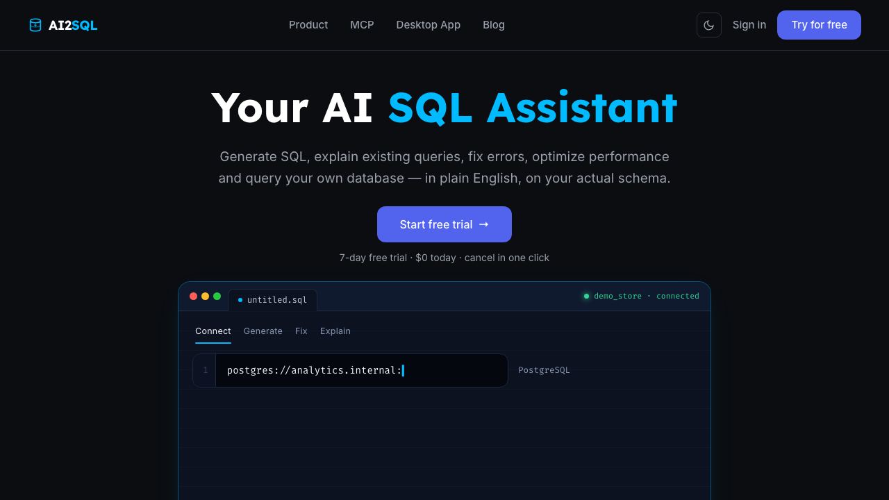 AI2sql 网站截图