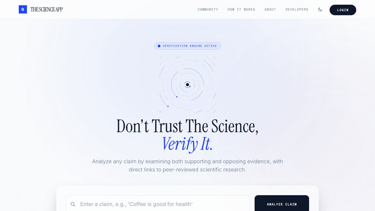 The Science App 网站截图