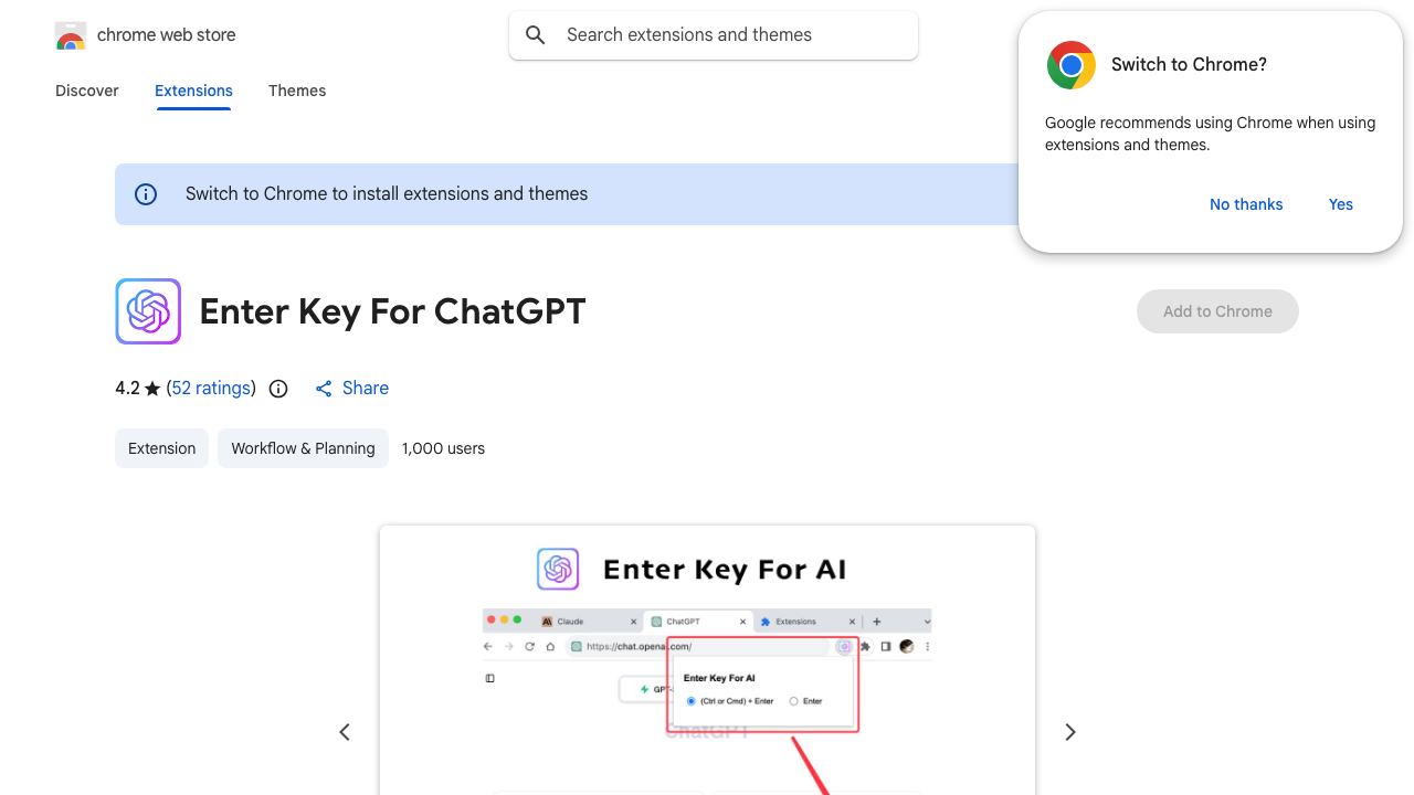 Enter Key For ChatGPT 网站截图
