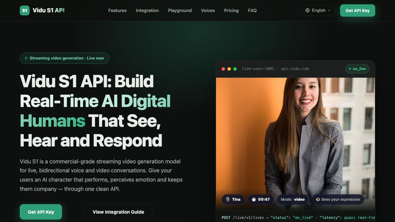 ViduS1 API 网站截图