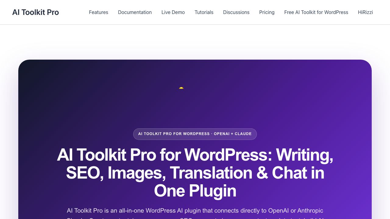 AI Toolkit Pro website screenshot