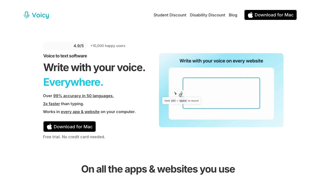 Voicy - AI Speech to Text App 网站截图