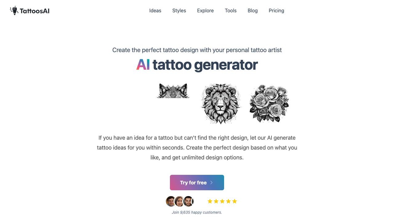 TattoosAI 网站截图