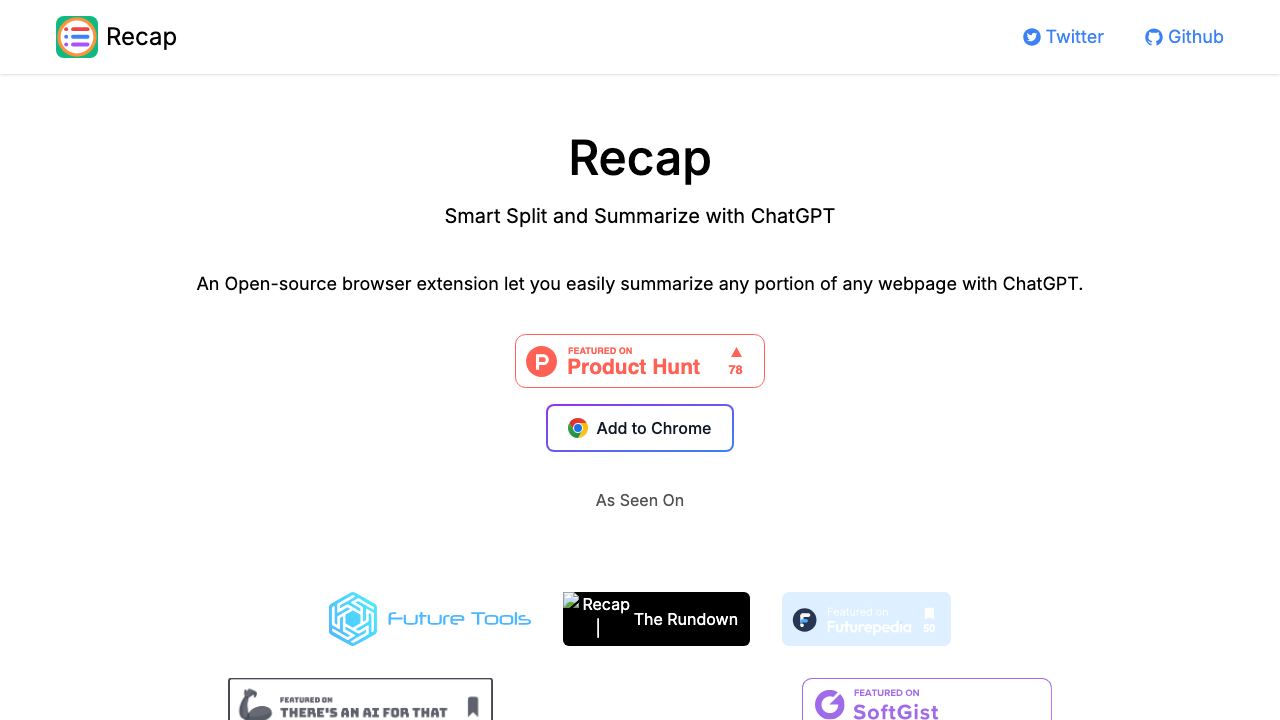 Recap 网站截图