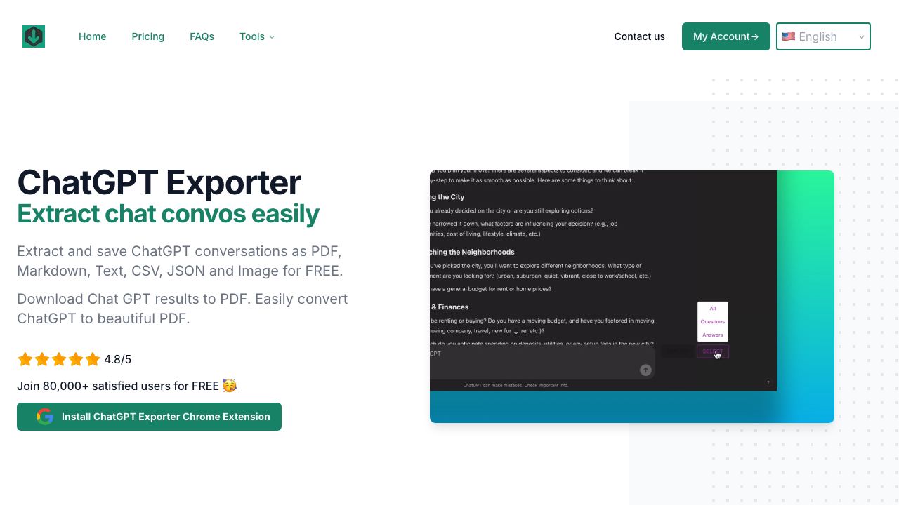 ChatGPT Exporter 网站截图