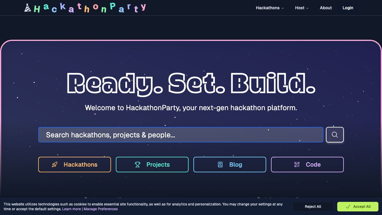 HackathonParty 网站截图