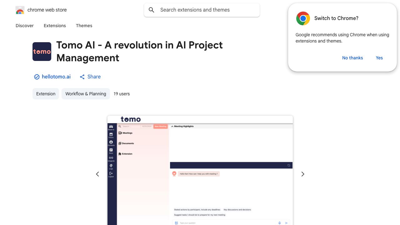 Tomo AI - A revolution in AI Project Management website screenshot