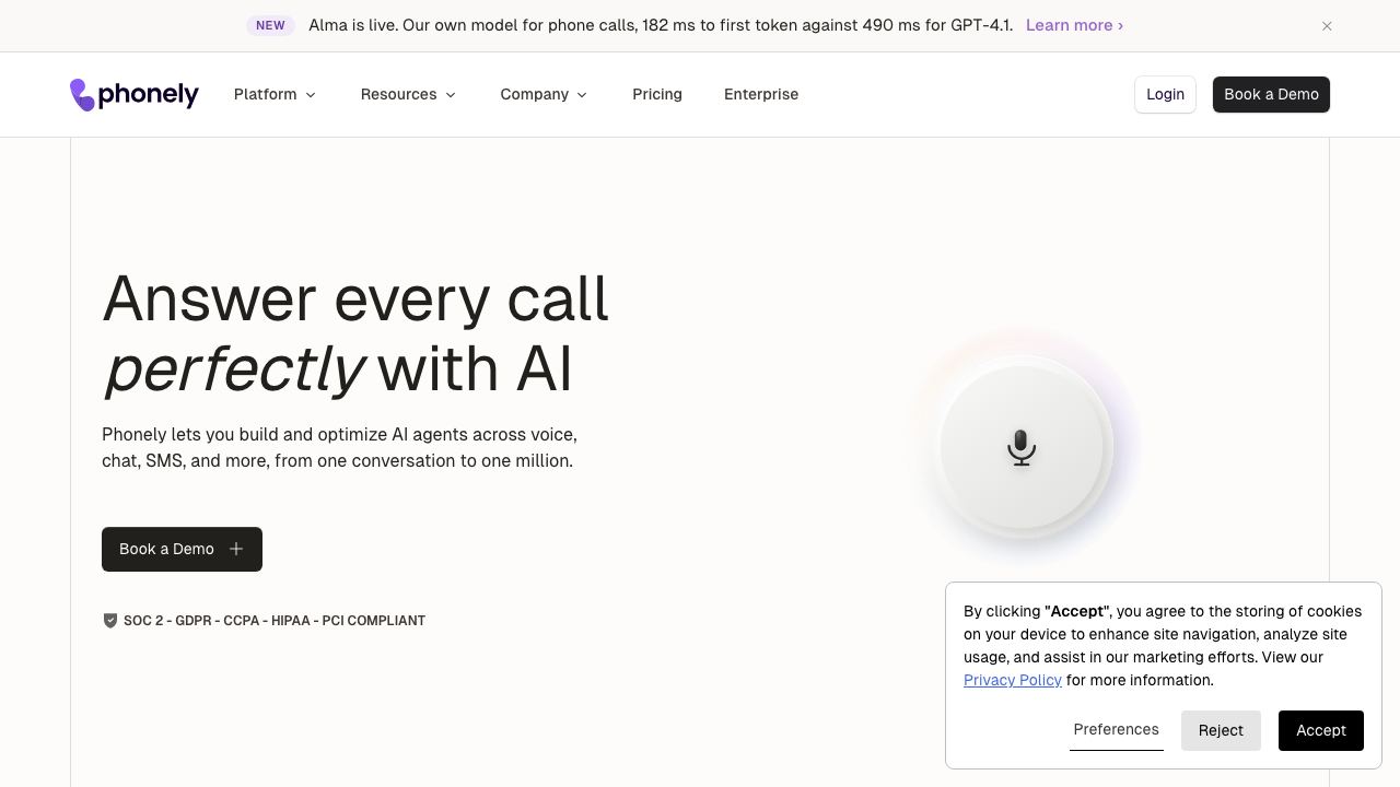 Phonely AI 网站截图