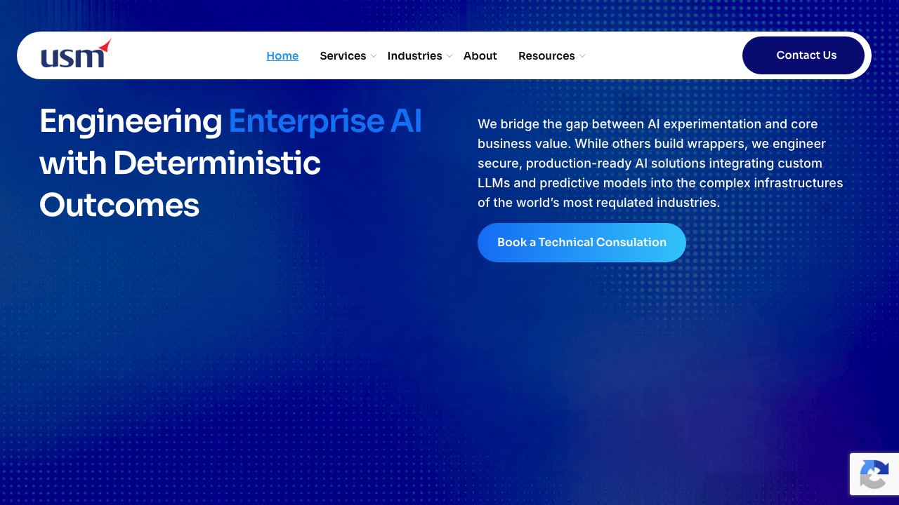 Mobile app solutions with USM Systems website screenshot