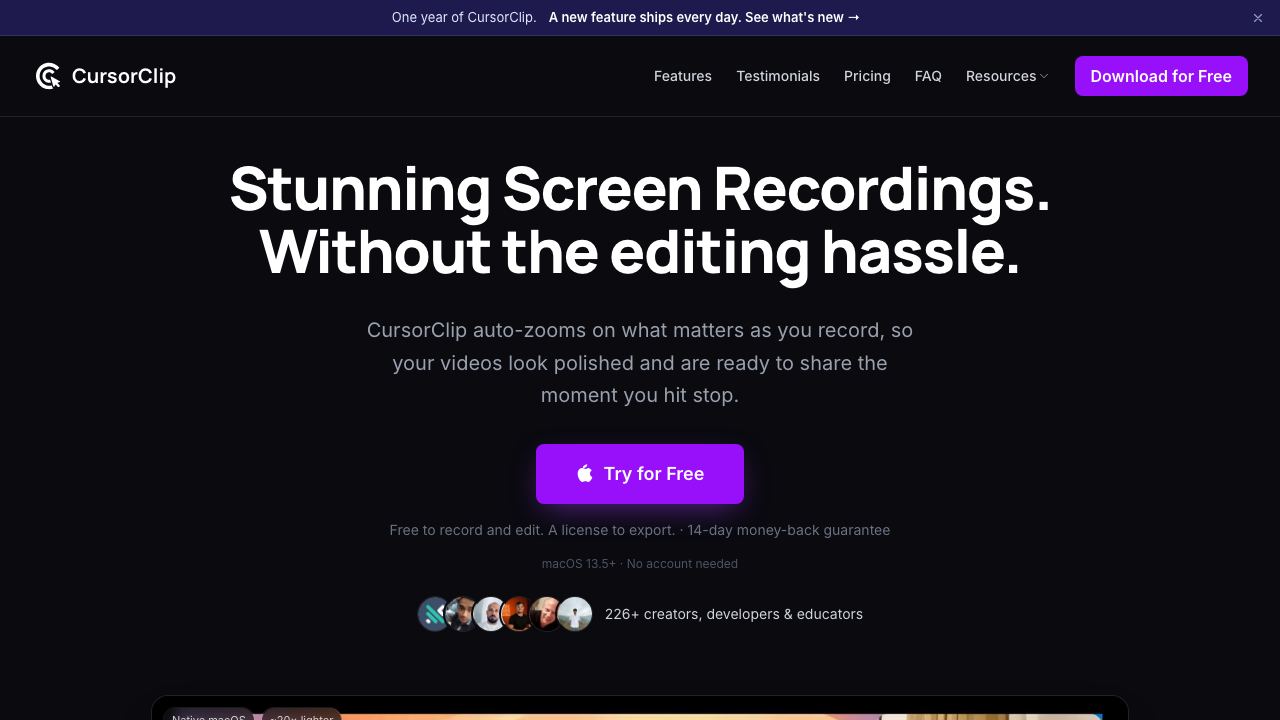 CursorClip website screenshot