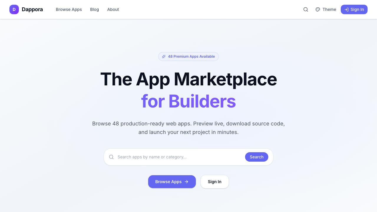 Dappora -48 Full-Stack SaaS Apps website screenshot