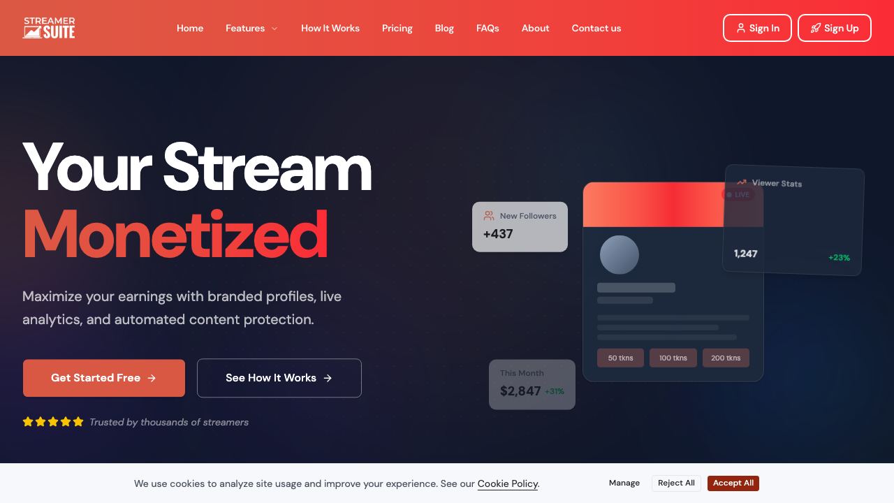 StreamerSuite website screenshot