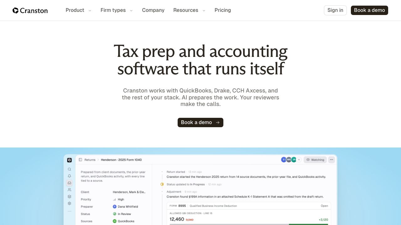 Cranston AI website screenshot