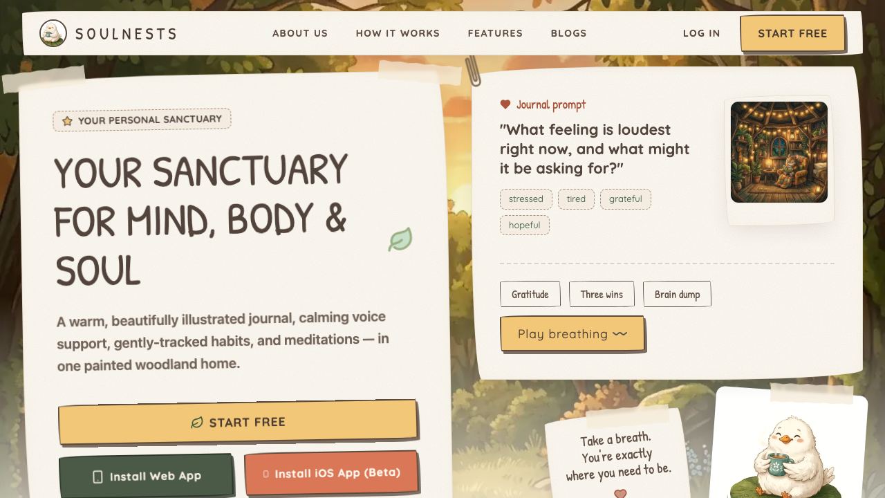 Soulnests website screenshot