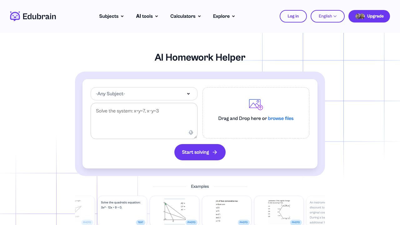 Edubrain AI Homework Helper 网站截图