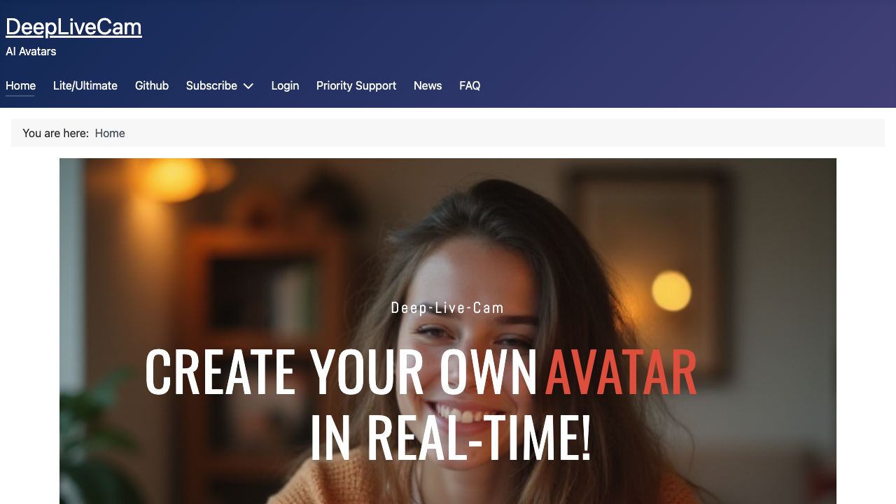DeepLiveCam website screenshot