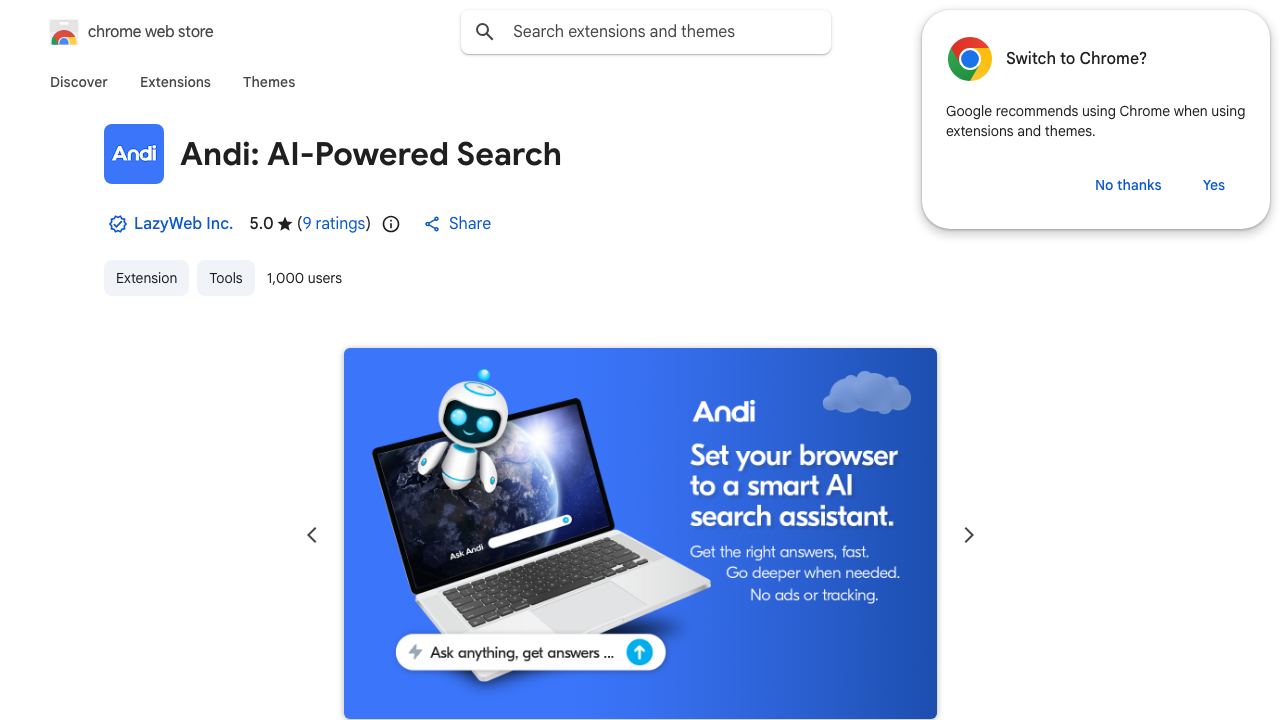 Andi: AI-Powered Search 网站截图