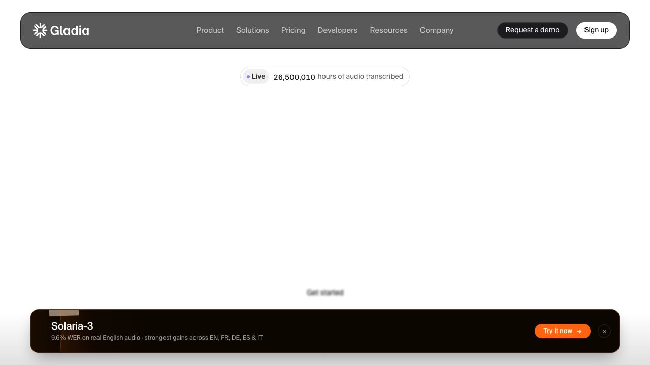 Gladia website screenshot