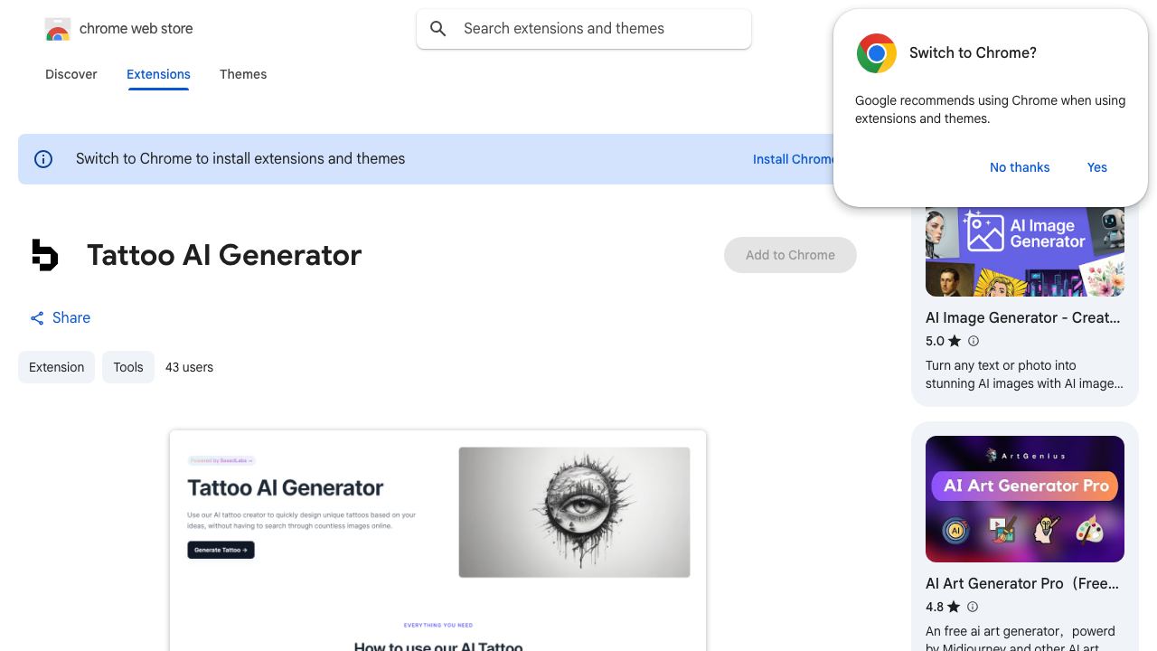 Tattoo AI Generator 网站截图