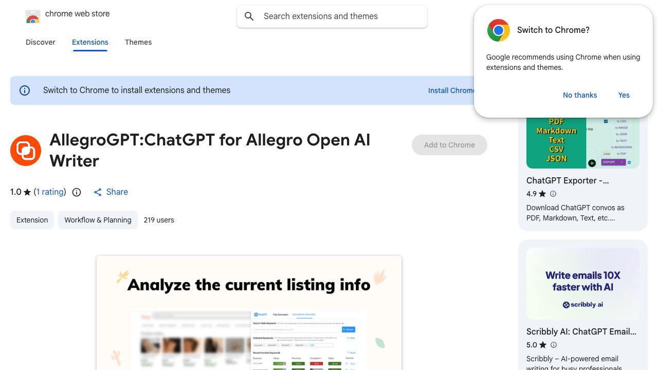 AllegroGPT:ChatGPT for Allegro Open AI Writer 网站截图