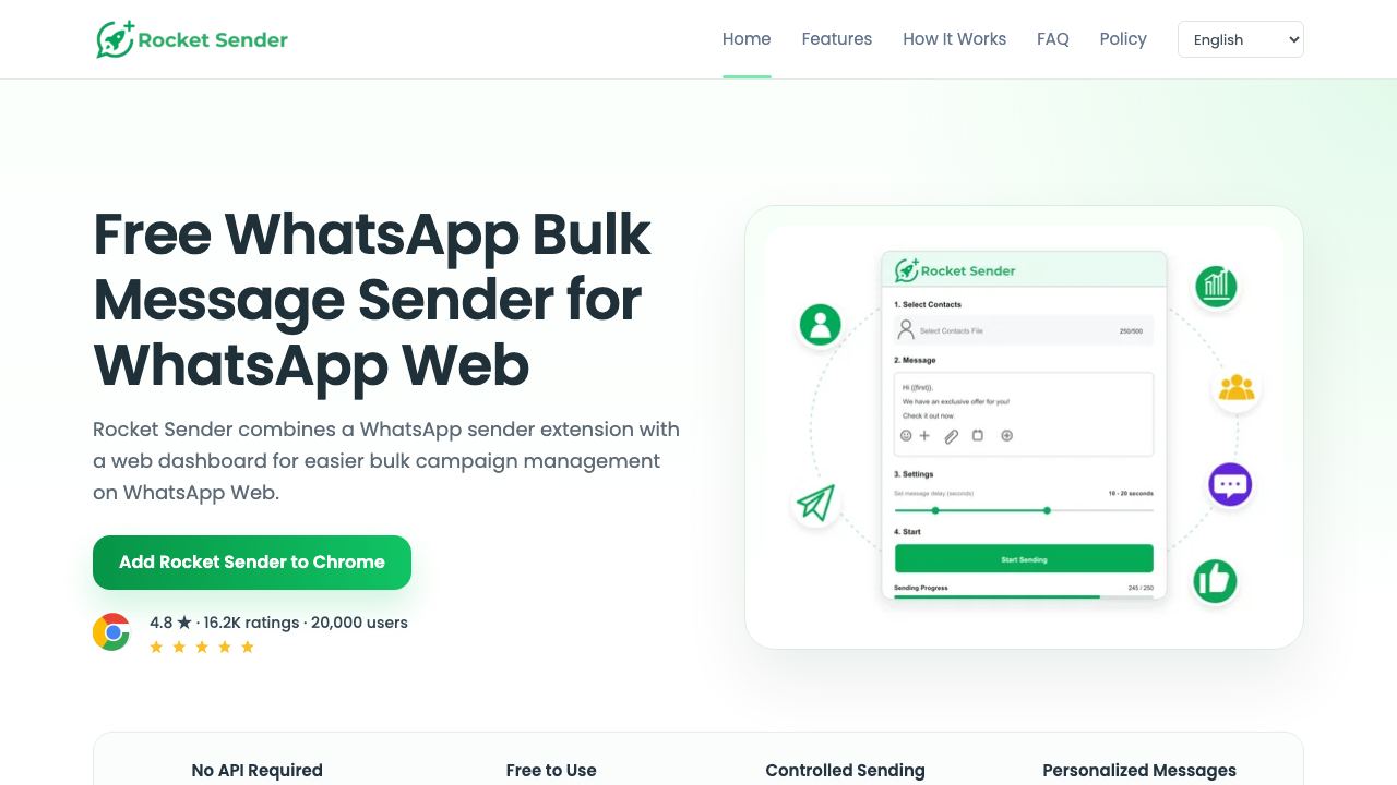 Rocket Sender website screenshot