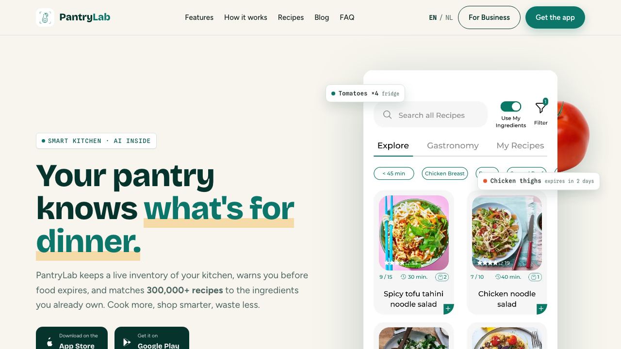 PantryLab 网站截图