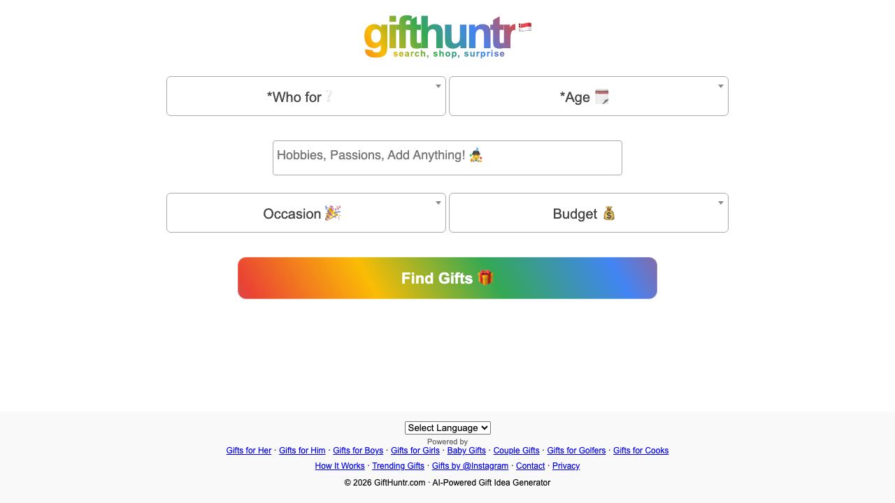 GiftHuntr website screenshot