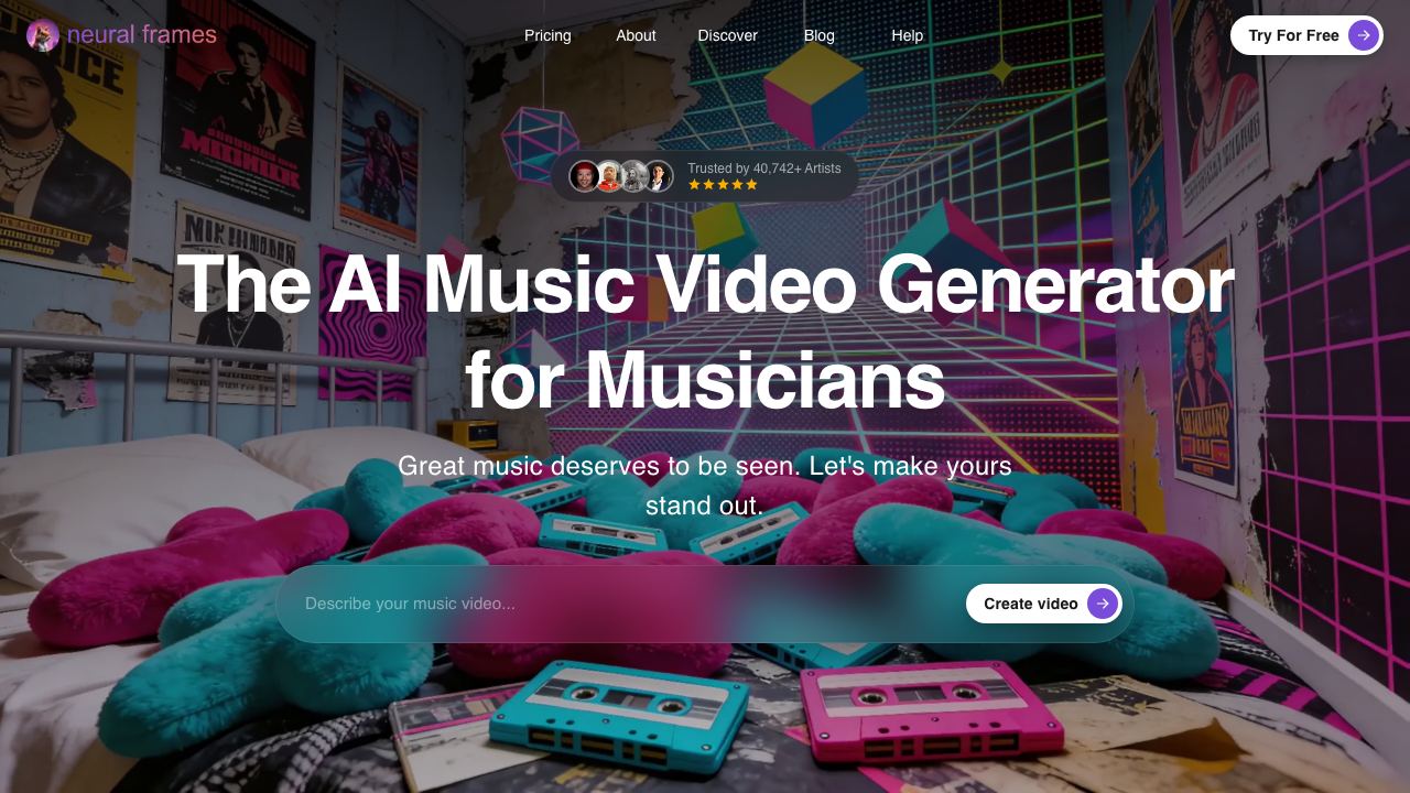 AI music video generator 网站截图
