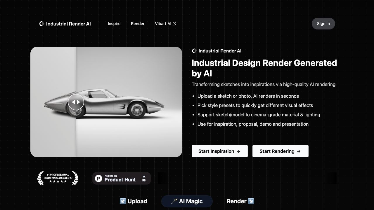 Industrial Render AI 网站截图