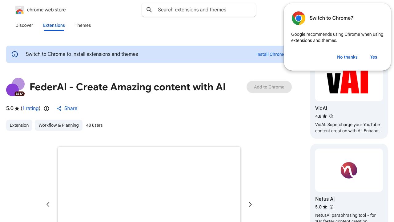 FederAI - Create Amazing content with AI 网站截图