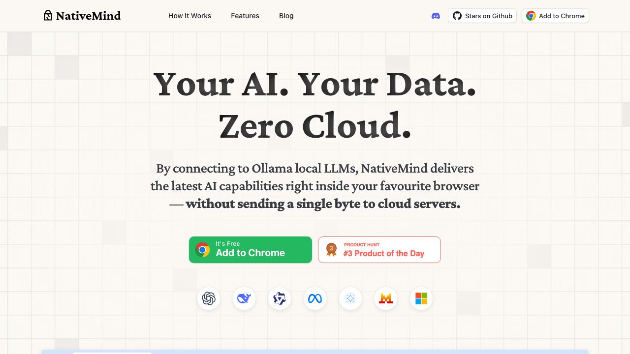 NativeMind 网站截图