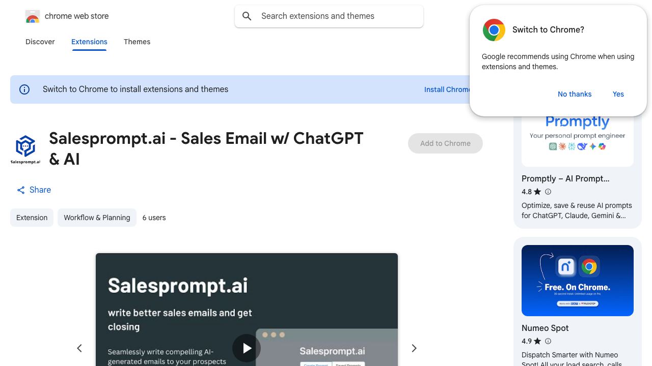 Salesprompt.ai - Sales Email w/ ChatGPT & AI 网站截图