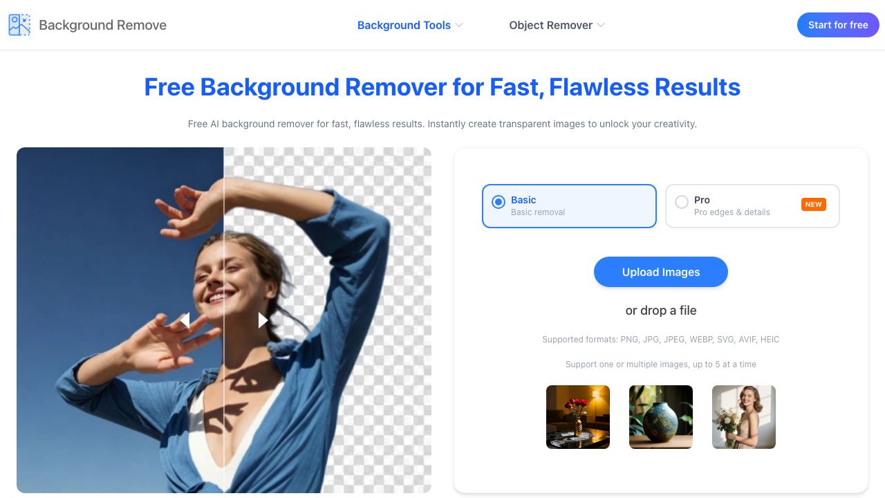 Free Background Remover (Fast & Clean) 网站截图
