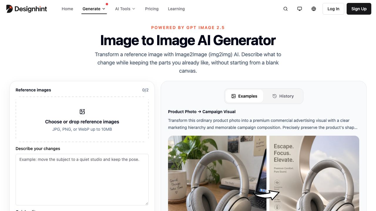Designhint Image to Image AI 网站截图