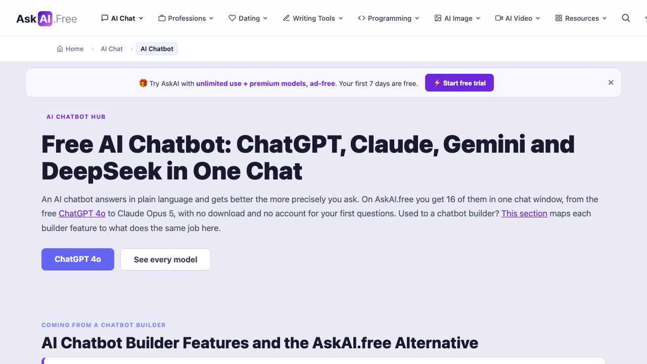 AIchatbot 网站截图