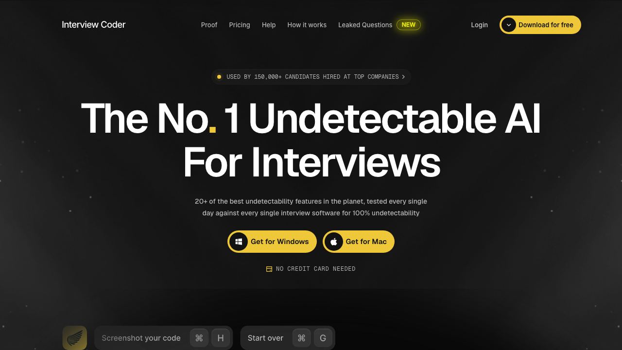 Interview Coder website screenshot
