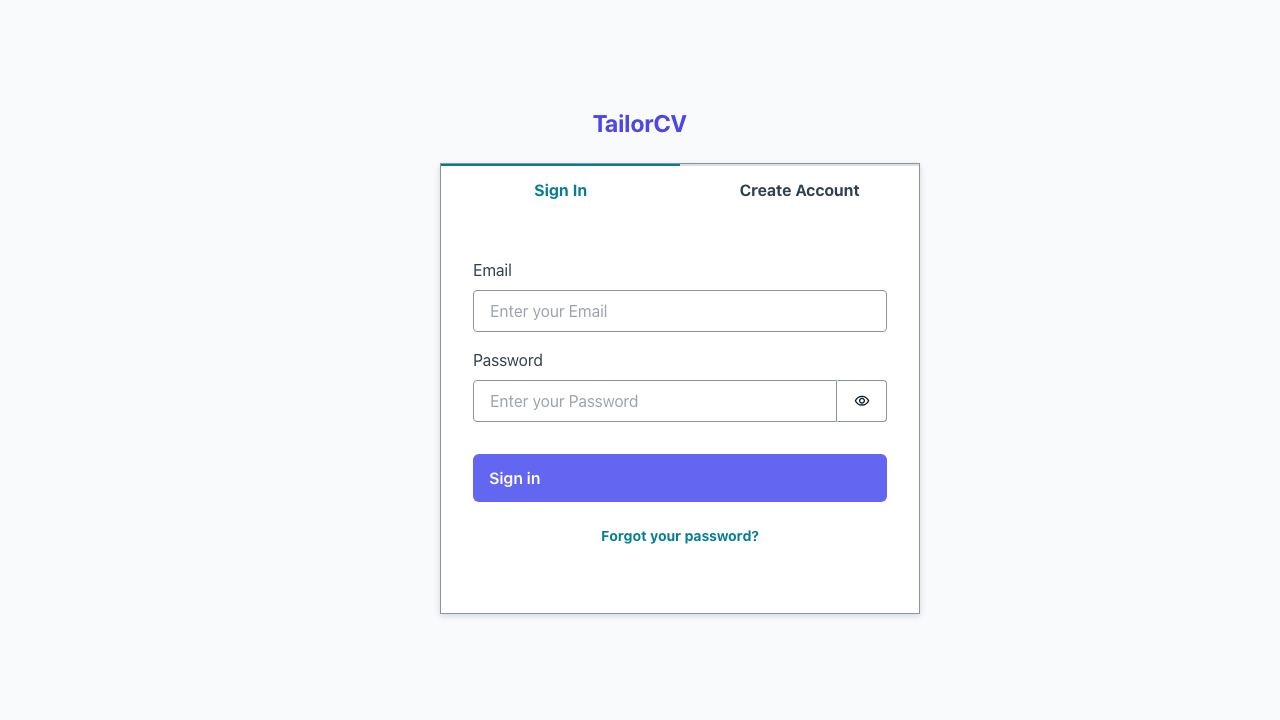 TailorCV 网站截图