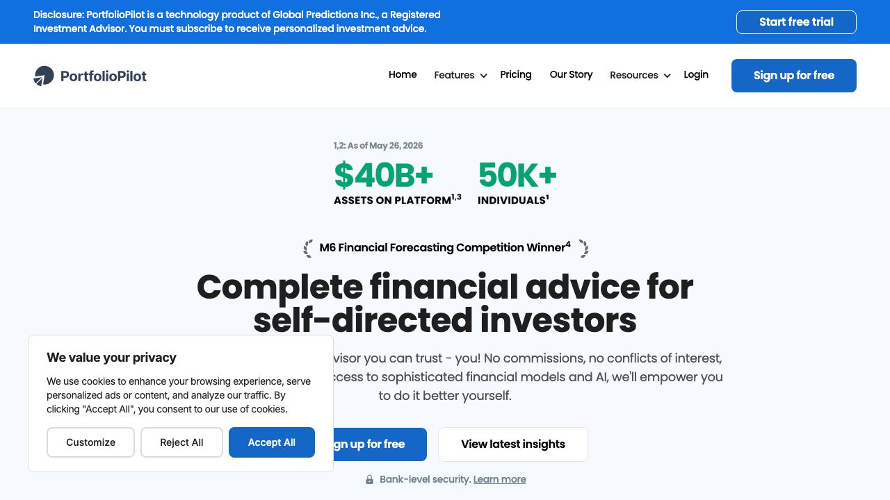PortfolioPilot Insights 网站截图
